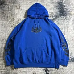 90s SKULL Print スカルプリント スウェットパーカー 袖プリント