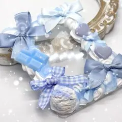 トレカケースデコホイップデコB8 量産 ガーリー 水色 青 白 リボン スイーツ