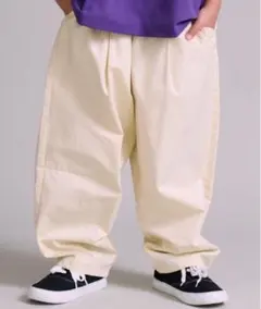 キッズ ホワイト ロングパンツ ウエストゴム