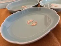 たち吉 青磁双魚 楕円皿