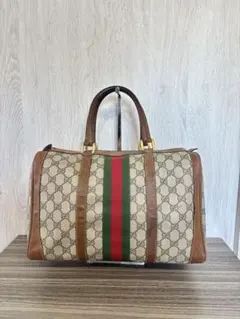 GUCCI ボストンバッグ　シェリーライン　GG柄　レザー　ベージュ　PVCのサムネイル