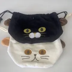 カルディ2025 ねこちゃん巾着　2個セット