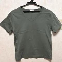 GU オリーブグリーン Vネック Tシャツ S
