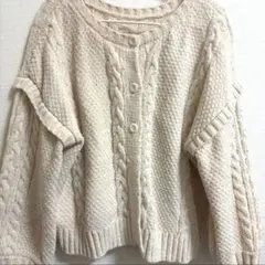 【美品】AS KNOW AS アイボリーニットカーディガンFサイズ