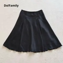 ドゥファミリー　サテン調フレアスカート　ひざ丈　ミディ丈　Aライン　M 黒のサムネイル