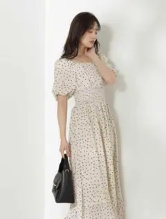 【美品】PROPORTION BODY DRESSING パフスリーブ ドット柄