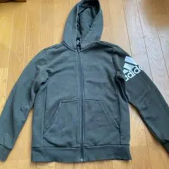【推定140】adidas オリーブグリーン フルジップパーカー カーキ