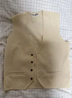 アイボリー リブ編み ニットベスト