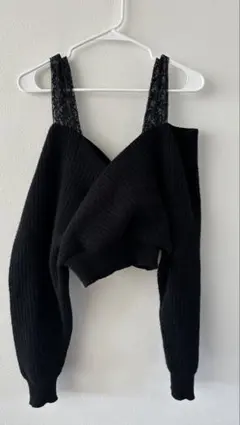 ROMWE ブラック オフショルダー セーター M