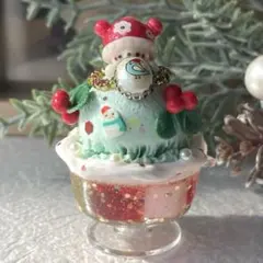 クリスマスパフェ(クマさん帽子) フェイクスイーツ　ミニチュアスイーツ