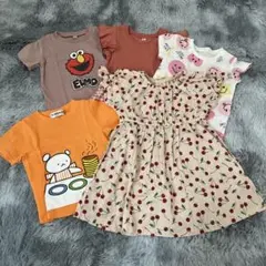【80cm 女の子 夏服まとめ売り】Tシャツ4枚 ワンピース1枚 計5点