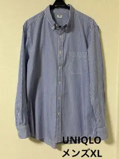 UNIQLO 青と白のストライプ長袖シャツ メンズXL