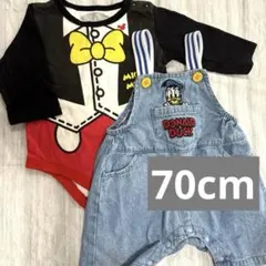 ロンパース　70cm ディズニー　ミッキー　ドナルド　ベビー服　バースデイのサムネイル