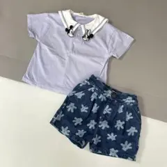 2点セットミッキー＆ミニー Tシャツとデニムショートパンツセット