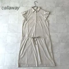 良品✨callaway ゴルフウェア ワンピース　リーフ柄　両ポケット