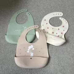 シリコンビブ　3点セット　お食事エプロン　ポケット付き　ベビー　送料無料　匿名