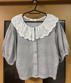 r.p.s 刺繍襟付き 半袖ニットカーディガンのサムネイル