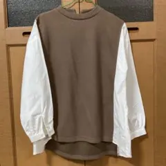 メイソングレイ　後ろ姿が可愛い　茶系切り替えカットソーのサムネイル