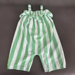 GAP 緑と白のストライプロンパース 12-18ヶ月