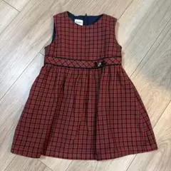 familiar 赤 チェック柄 ワンピース 90cm