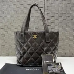 CHANEL ワイルドステッチ　ダークブラウン トートバッグ