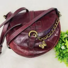 アナスイ　ショルダーバッグ チェーン ロゴ　バーガンディー