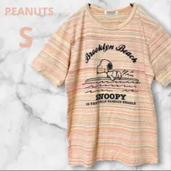 ピーナッツ スヌーピー Tシャツ 半袖 マルチボーダー ピンク系 Sサイズのサムネイル