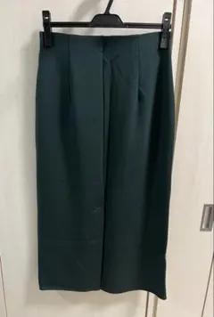 ユニクロ★ストレッチダブルフェイスナロースカート★グリーン★L