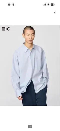 【新品未使用】UNIQLO：C ブロードオーバーサイズシャツ　ストライプ