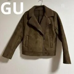GU ジーユー　ブラウン ムートンコート ショート丈 襟付き