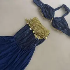 ネイビー ベリーダンス セットアップ　2点セットマーメイドスカート　衣装