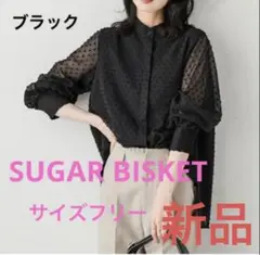 SUGAR BISKET 透け感 シアー長袖ドットブラウス ブラックサイズフリーのサムネイル