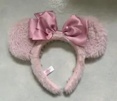 ディズニー　ミニーリボンカチューシャ　ピンク　ファー　リボン