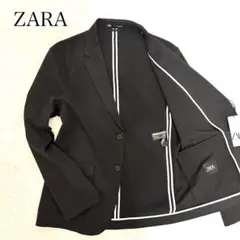 ZARA テーラードジャケット 黒 シアサッカー L タグ付　美品