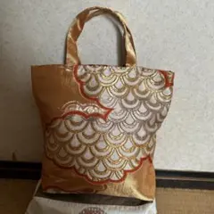 波模様刺繍トートバッグ