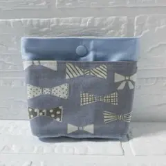移動ポケット　水色×リボン柄　ハンドメイド
