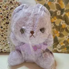アミューズメント　ぬいぐるみ　ねこ　ボア　Lサイズ　パープル