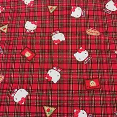 1988年製 ハローキティ 布 生地 はぎれ サンリオ チェック柄