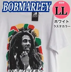 【新品】BOBMARLEY ボブマーリーＴシャツ　ホワイト ラスタカラー　LL
