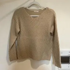 Te chichi Vネックリブ編みセーター Fサイズ