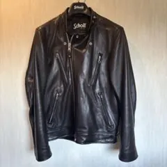 極美品✨【米国製】schott セミダブル ライダース タンニンなめし 黒 M 極美品✨【米国製】schott セミダブル ライダース タンニン