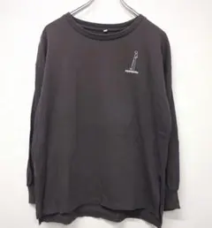 ooyamayelloy 長袖 Tシャツ ダークグレー M ゆるだぼ イラスト