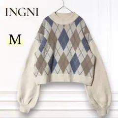 INGNI アーガイル柄 クルーネックニット 長袖 M ゆったり
