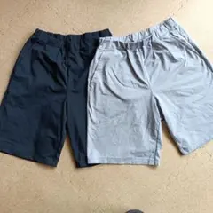 ユニクロ　160サイズ 黒 グレー ハーフパンツ 2点セット