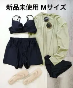 オリーブ色長袖トップスと黒水着セット✨新品未使用