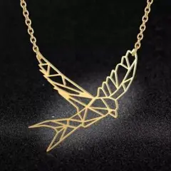 ネックレス チェーン ステンレス 鳥 バード bird 金色 ゴールド ポリゴン