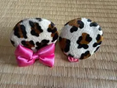 ディズニー　ヘアピン　耳　ヒョウ柄ミニー