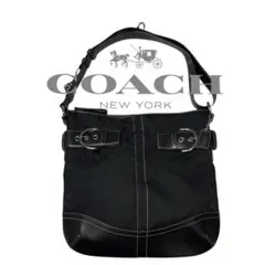 ［美品］COACH コーチ　ショルダーバッグ 黒　シグネチャー　2way