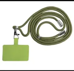 【 スマホ便利セット 】　リングシルバー　ショルダーストラップ　カーキ　落下防止