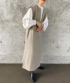 【select MOCA by son】 キーネックロングベストワンピース